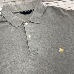 Brooks Sport Polo Shirt Men's Size XL Gray Pique Made In USA Cotton Logo